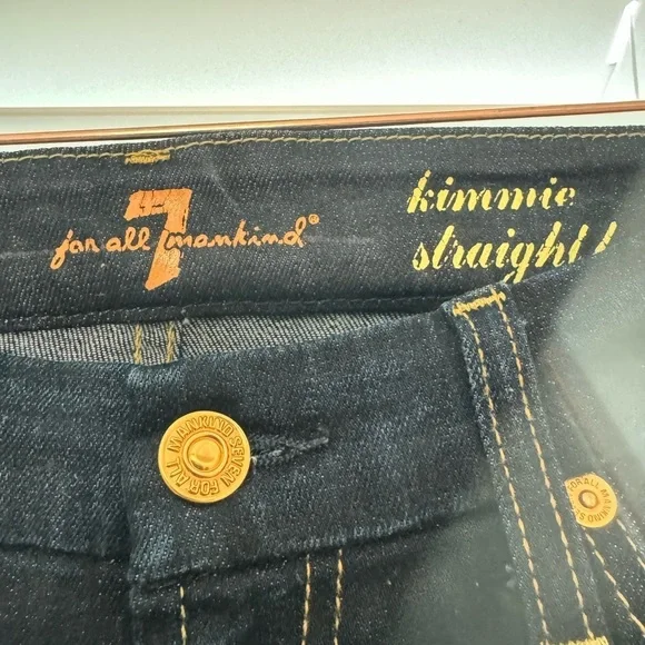7 For All Mankind Kimmie Straight Leg Mid-rise Jeans Dark Wash Size 25 - Picture 5 of 8
